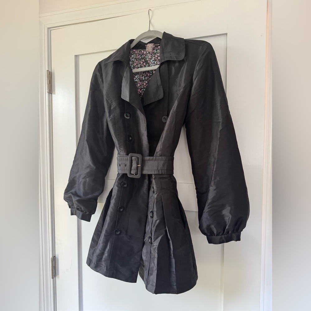 Kenar Women's Black Belted Rain Trench Jacket
